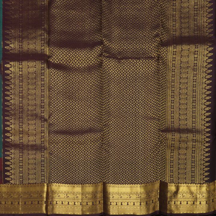 Hayagrivas Handloom Green Kanjivaram Silk Saree with Coffee Brown Border KBF412F3-1