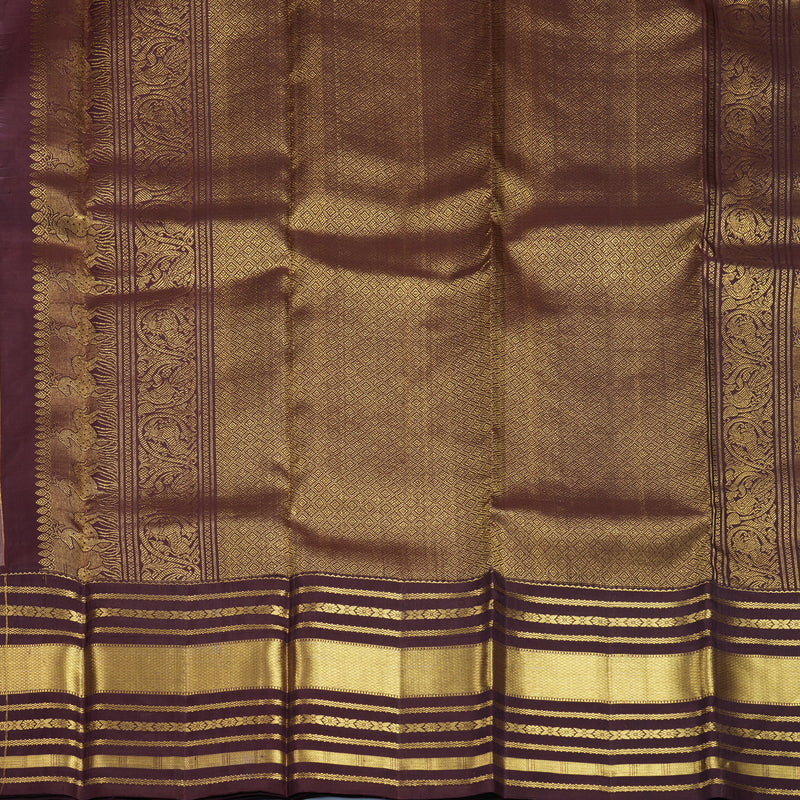 Hayagrivas Handloom Mauve Kanjivaram Silk Saree with Plum Purple Border KBF412F7-1