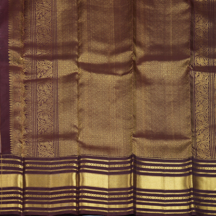 Hayagrivas Handloom Mauve Kanjivaram Silk Saree with Plum Purple Border KBF412F7-1