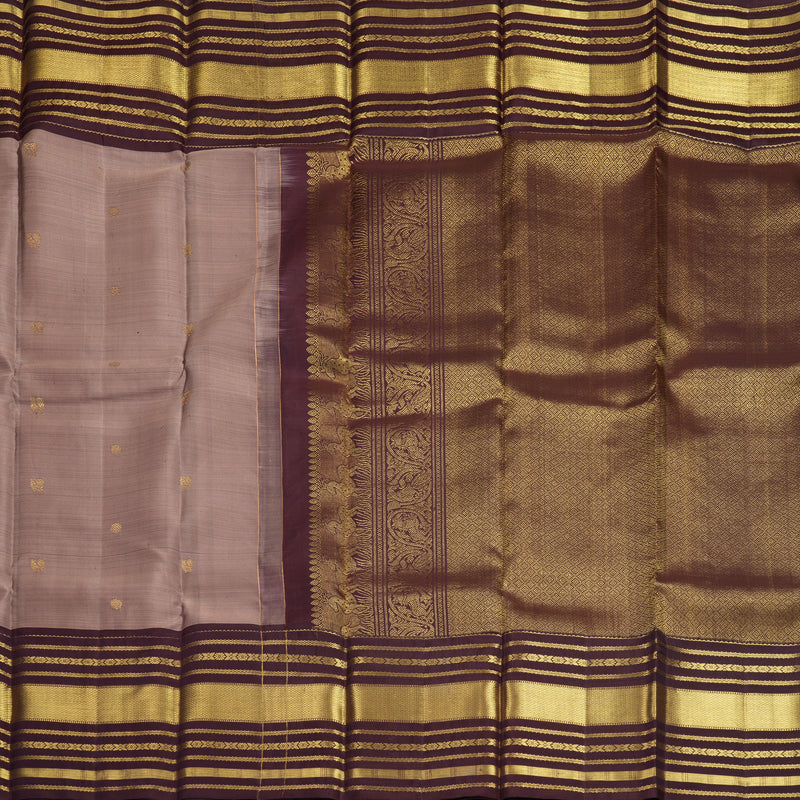 Hayagrivas Handloom Mauve Kanjivaram Silk Saree with Plum Purple Border KBF412F7-1