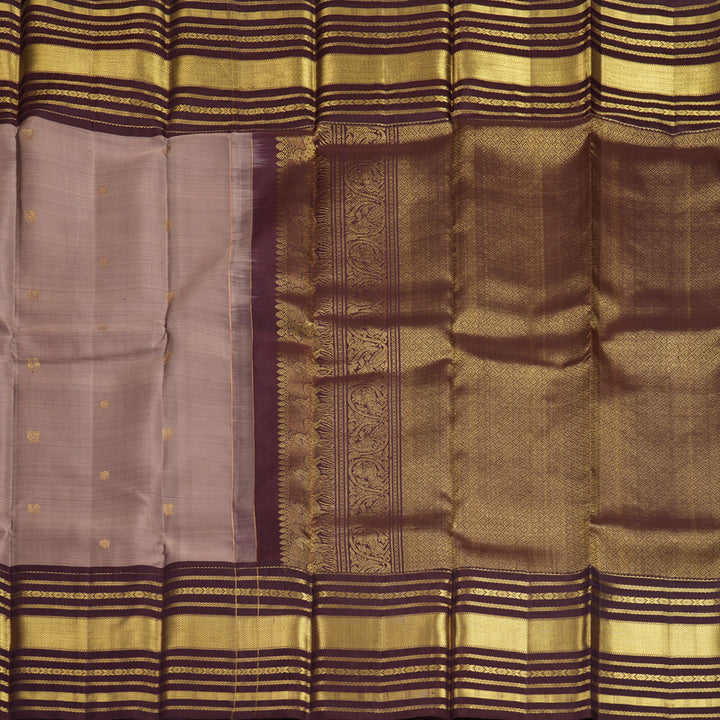 Hayagrivas Handloom Mauve Kanjivaram Silk Saree with Plum Purple Border KBF412F7-1