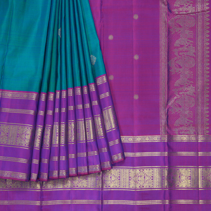 Hayagrivas Handloom Mayilkazhuthu Kanjivaram Silk Saree with Purple Border KBF412F7-2