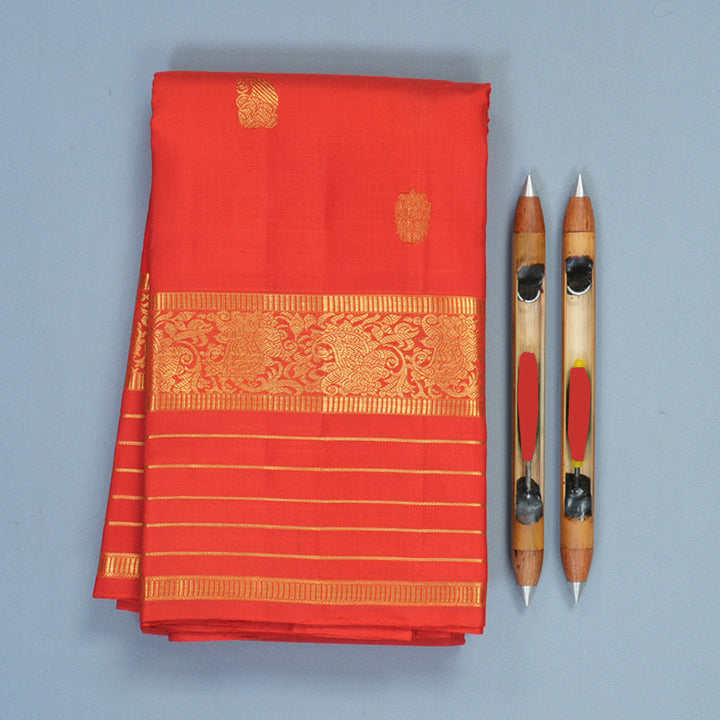 Hayagrivas Handloom Red Kanjivaram Silk Saree KBF415F1-1