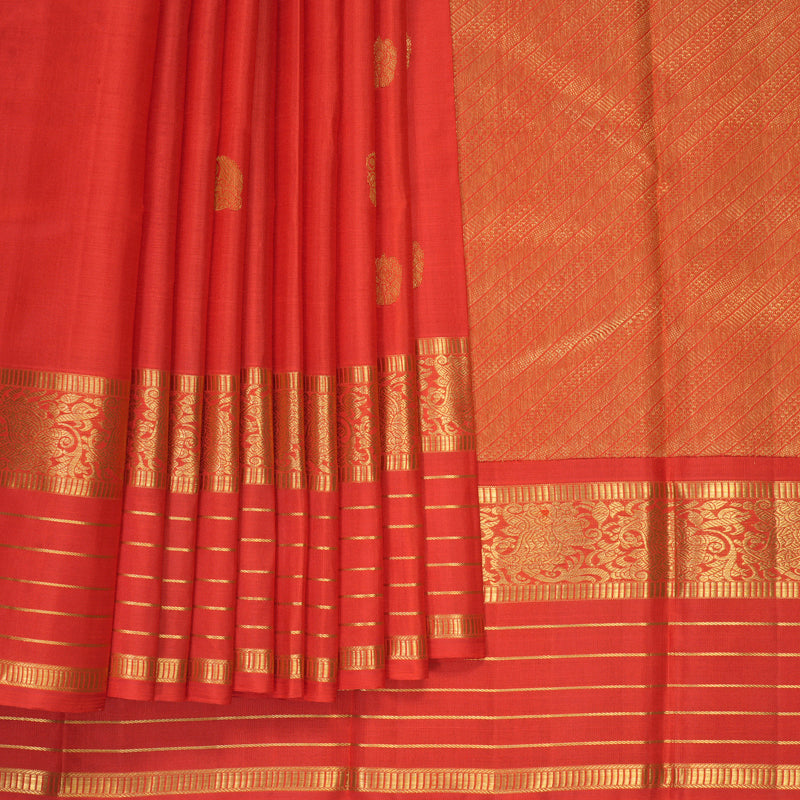Hayagrivas Handloom Red Kanjivaram Silk Saree KBF415F1-1