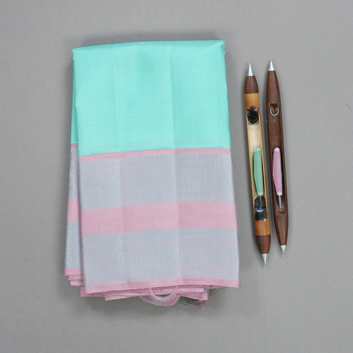 Hayagrivas Handloom Powder Blue Kanjivaram Silk Saree with Lilac Border KBF416F1-1