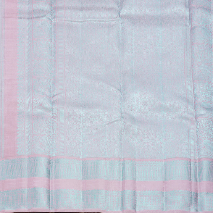 Hayagrivas Handloom Powder Blue Kanjivaram Silk Saree with Lilac Border KBF416F1-1