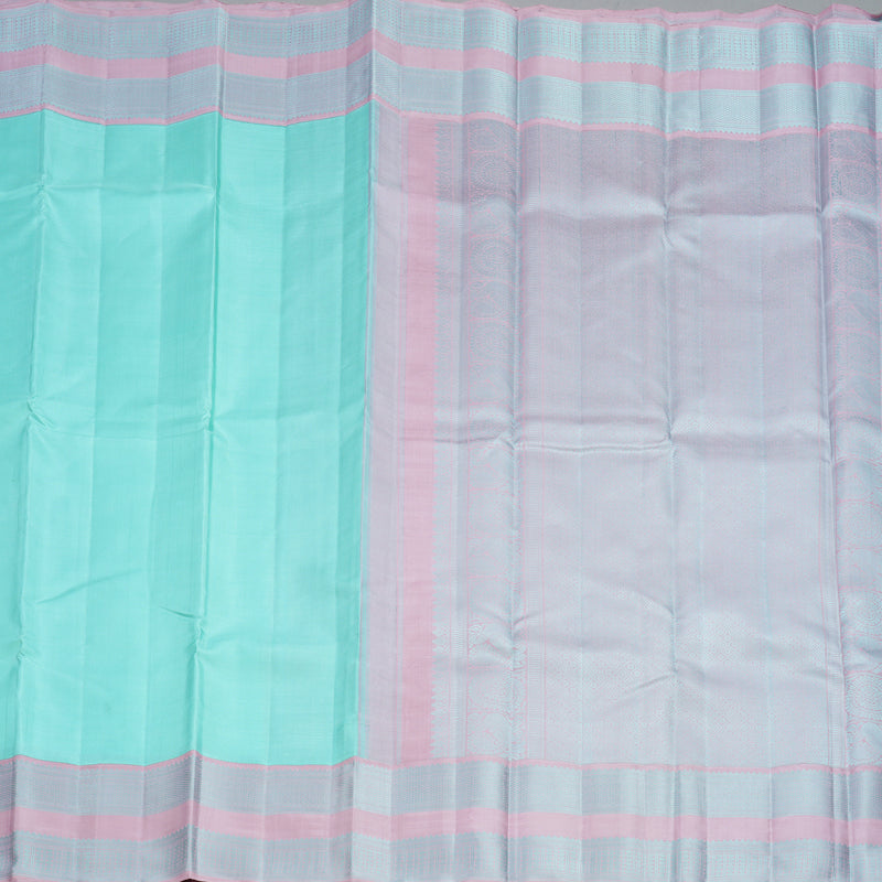 Hayagrivas Handloom Powder Blue Kanjivaram Silk Saree with Lilac Border KBF416F1-1