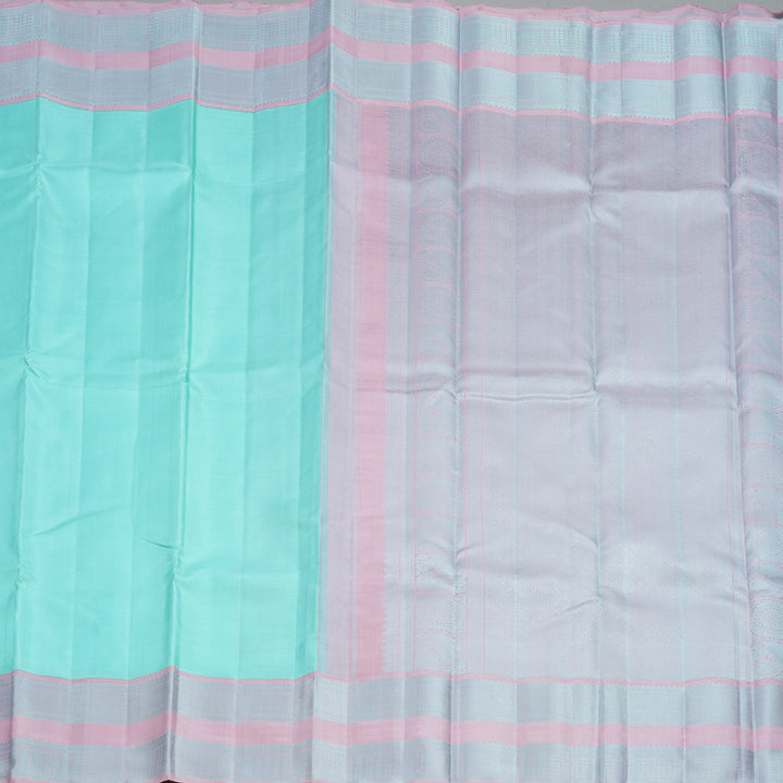 Hayagrivas Handloom Powder Blue Kanjivaram Silk Saree with Lilac Border KBF416F1-1