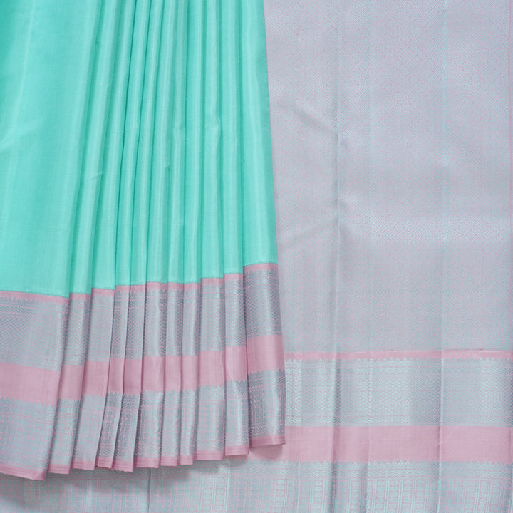 Hayagrivas Handloom Powder Blue Kanjivaram Silk Saree with Lilac Border KBF416F1-1