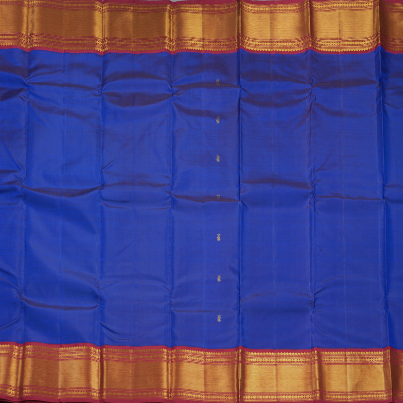 Hayagrivas Handloom MS Blue Kanjivaram Silk Saree with Maroon Border KBF419F3-1