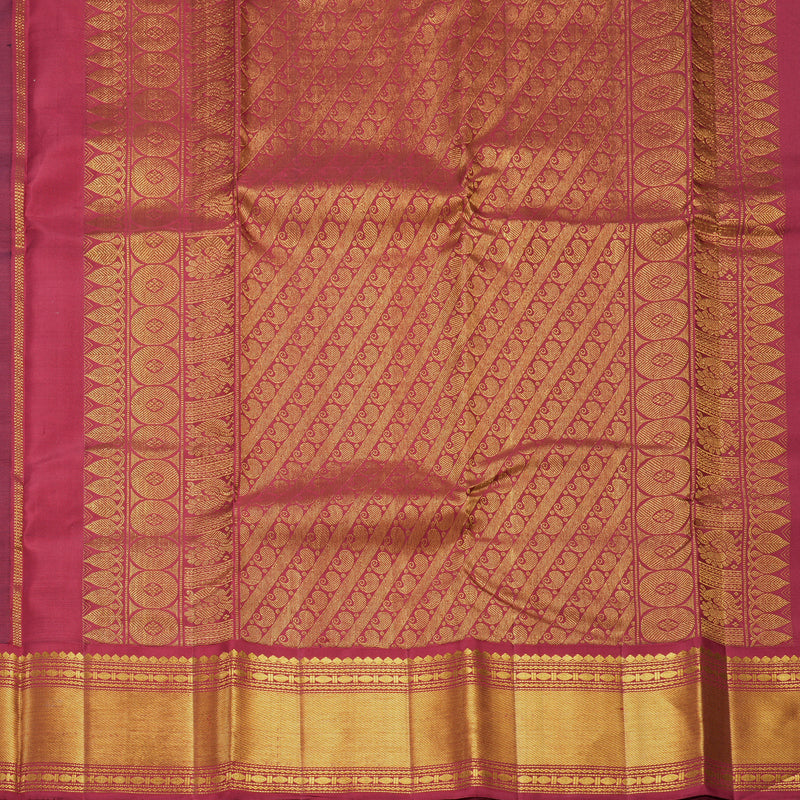 Hayagrivas Handloom MS Blue Kanjivaram Silk Saree with Maroon Border KBF419F3-1