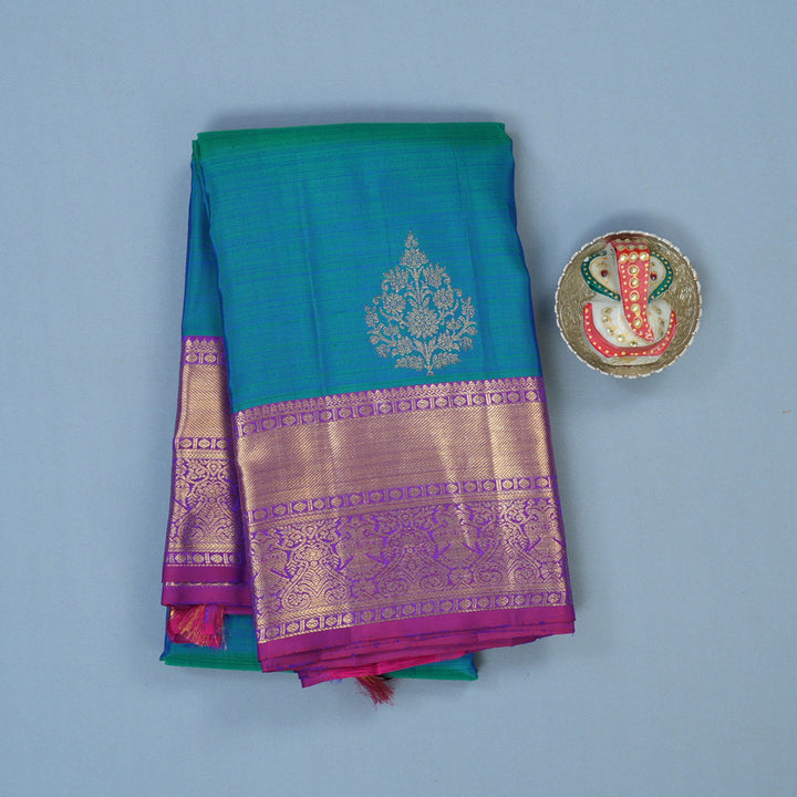 Hayagrivas Handloom Mayilkazhuthu Kanjivaram Silk Saree with Purple Border KBF41D1-2