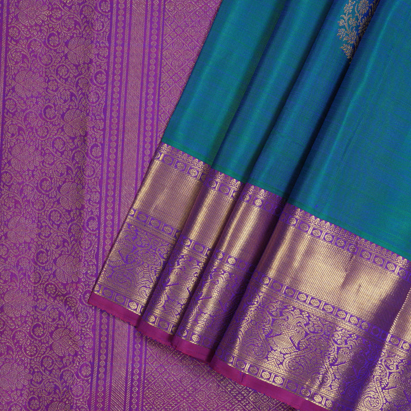 Hayagrivas Handloom Mayilkazhuthu Kanjivaram Silk Saree with Purple Border KBF41D1-2
