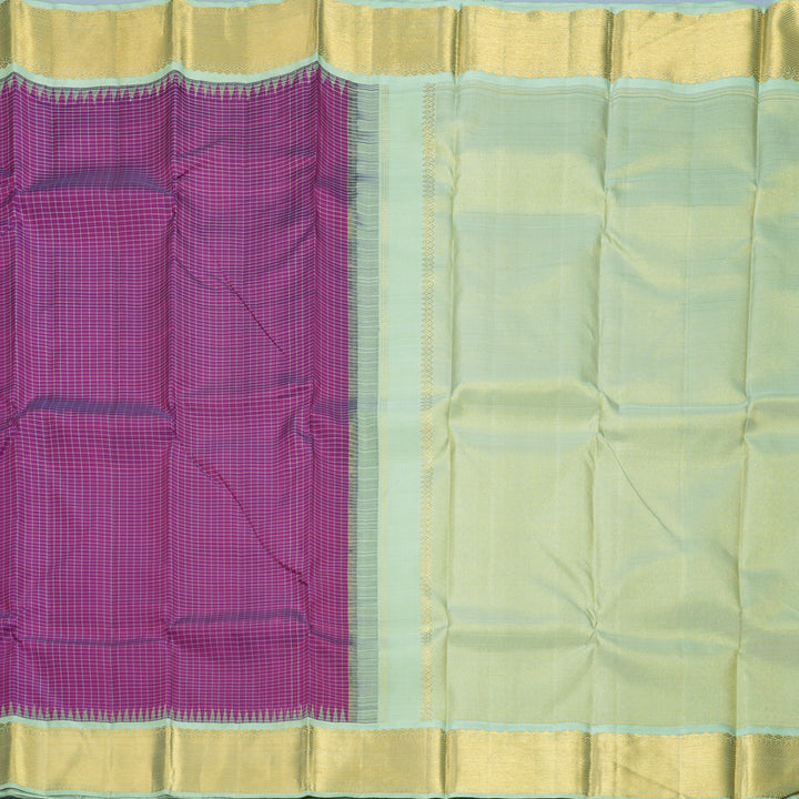 Hayagrivas Handloom Purple Kanjivaram Silk Saree with Pastel Green Border KBF248E9-1