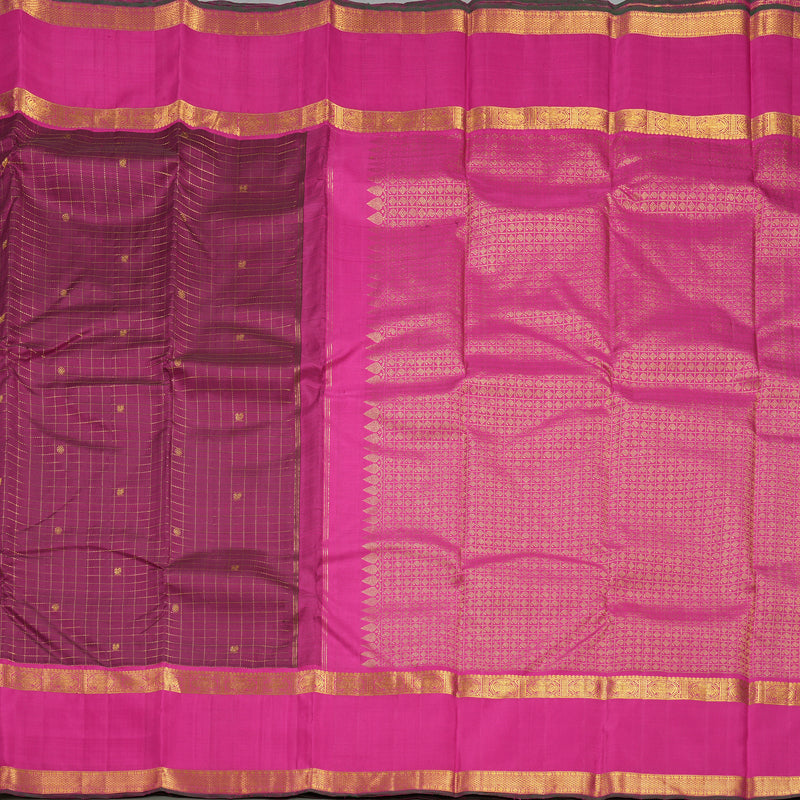 Hayagrivas Handloom Purple Kanjivaram Silk Saree with Rani Pink Border KBF422F10-1