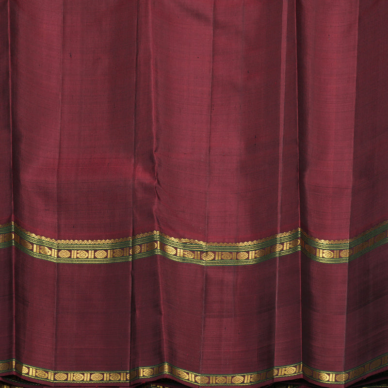 Hayagrivas Handloom Greenish-Grey Kanjivaram Silk Saree with Ganga Jamuna Border KBF422F6-1