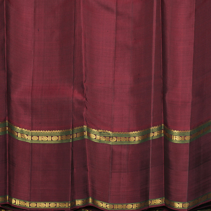 Hayagrivas Handloom Greenish-Grey Kanjivaram Silk Saree with Ganga Jamuna Border KBF422F6-1