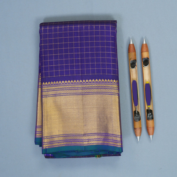 Hayagrivas Handloom MS Blue Kanjivaram Silk Saree KBF422F8-3