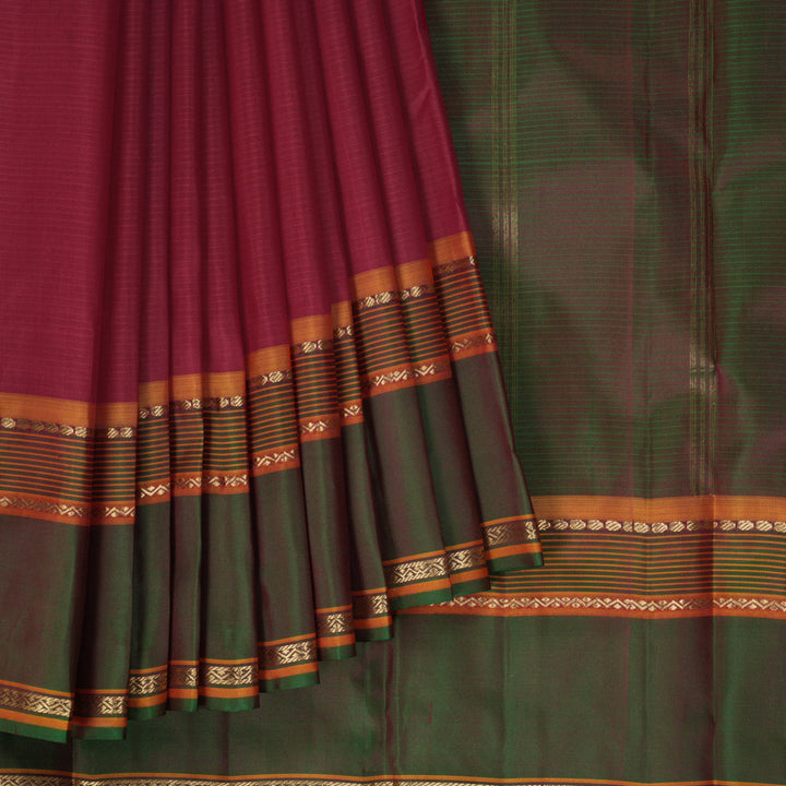 Hayagrivas Handloom Maroon Kanjivaram Silk Saree with Manthalir Border KBF423F1-3