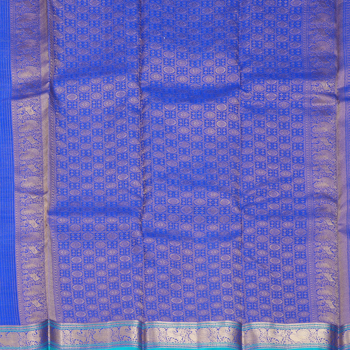 Hayagrivas Handloom MS Blue Kanjivaram Silk Saree KBF423F11-8