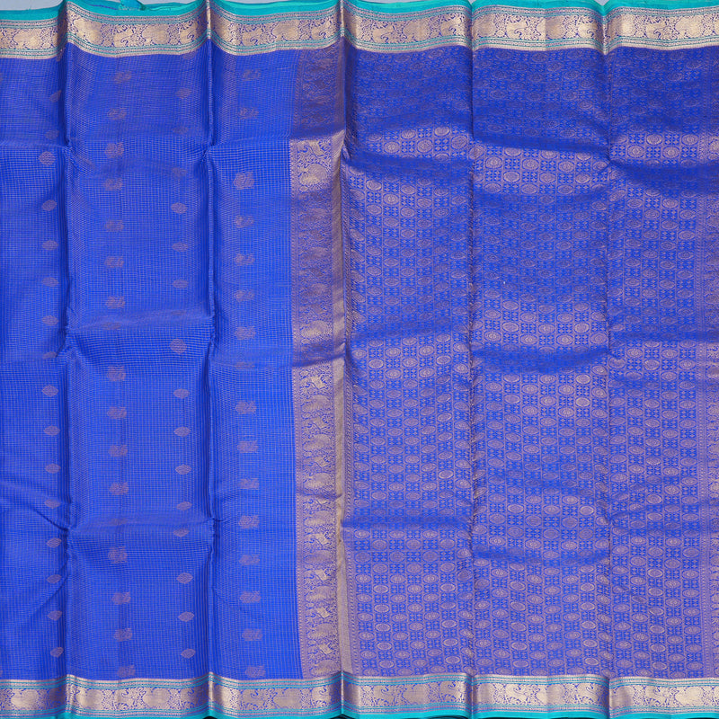 Hayagrivas Handloom MS Blue Kanjivaram Silk Saree KBF423F11-8