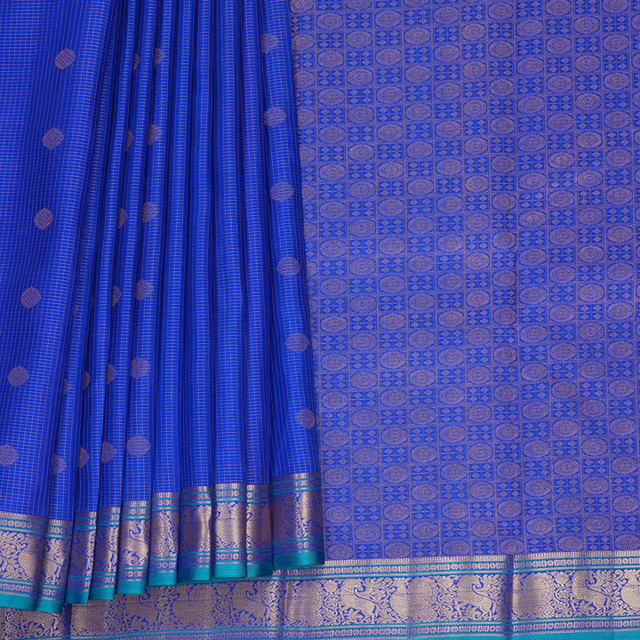 Hayagrivas Handloom MS Blue Kanjivaram Silk Saree KBF423F11-8