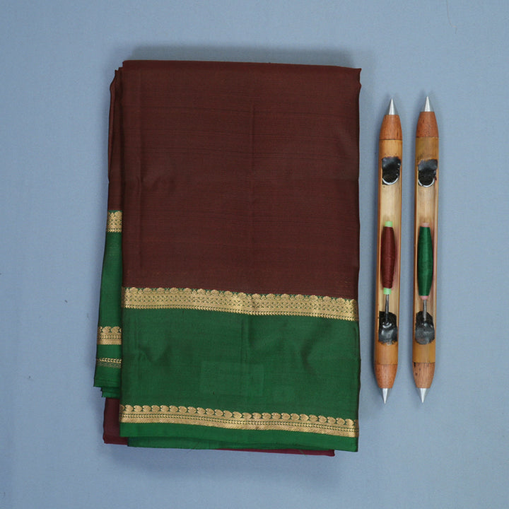 Hayagrivas Handloom Maroon Kanjivaram Silk Saree with Green Border KBF423F2-3