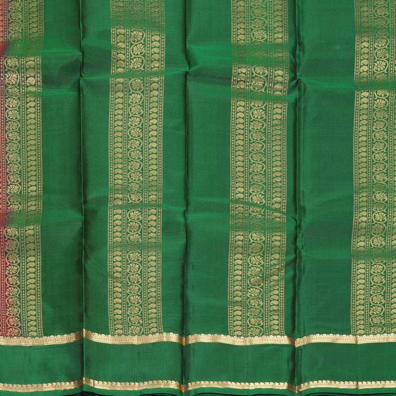 Hayagrivas Handloom Maroon Kanjivaram Silk Saree with Green Border KBF423F2-3
