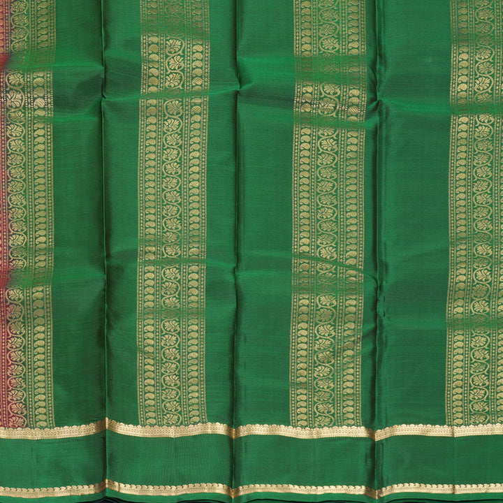 Hayagrivas Handloom Maroon Kanjivaram Silk Saree with Green Border KBF423F2-3
