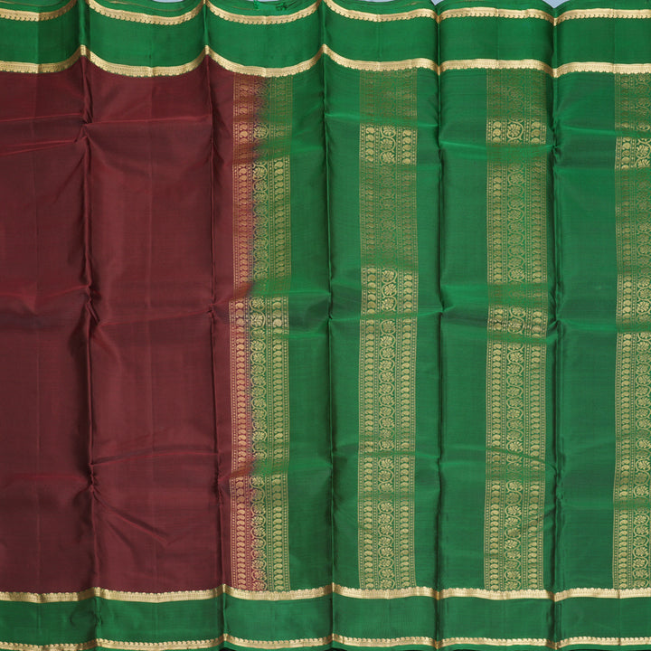 Hayagrivas Handloom Maroon Kanjivaram Silk Saree with Green Border KBF423F2-3