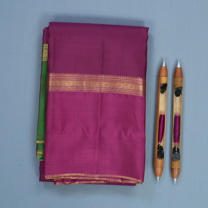 Hayagrivas Handloom Purple Kanjivaram Silk Saree with Ganga Jamuna Border KBF423F6-5