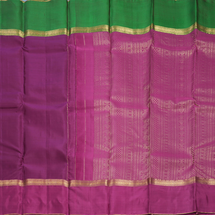 Hayagrivas Handloom Purple Kanjivaram Silk Saree with Ganga Jamuna Border KBF423F6-5