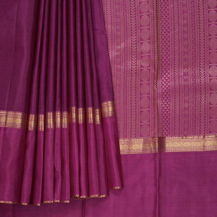 Hayagrivas Handloom Purple Kanjivaram Silk Saree with Ganga Jamuna Border KBF423F6-5