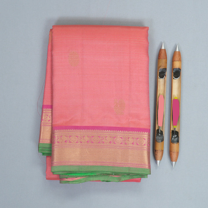 Hayagrivas Handloom Rose Pink Kanjivaram Silk Saree with Pink Border KBF423F7-7