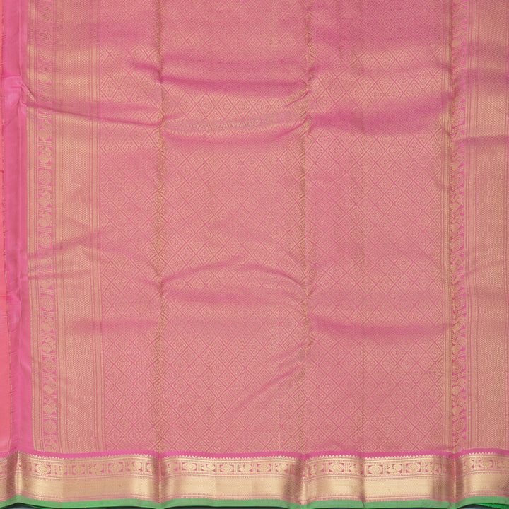 Hayagrivas Handloom Rose Pink Kanjivaram Silk Saree with Pink Border KBF423F7-7