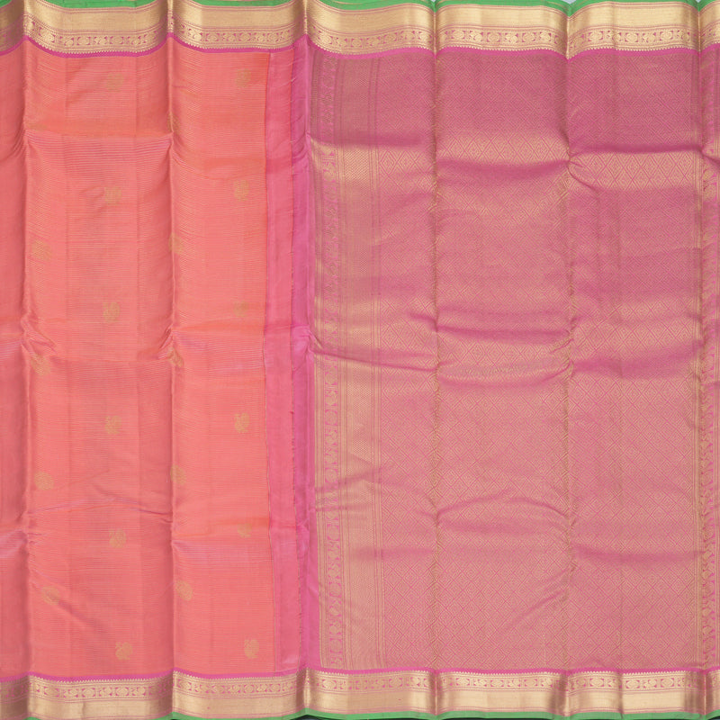 Hayagrivas Handloom Rose Pink Kanjivaram Silk Saree with Pink Border KBF423F7-7