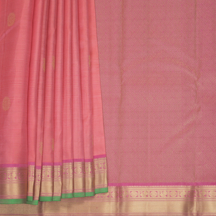 Hayagrivas Handloom Rose Pink Kanjivaram Silk Saree with Pink Border KBF423F7-7
