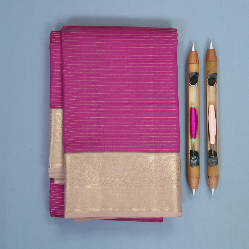 Hayagrivas Handloom Purple Kanjivaram Silk Saree with Cream Border KBF423F9-16