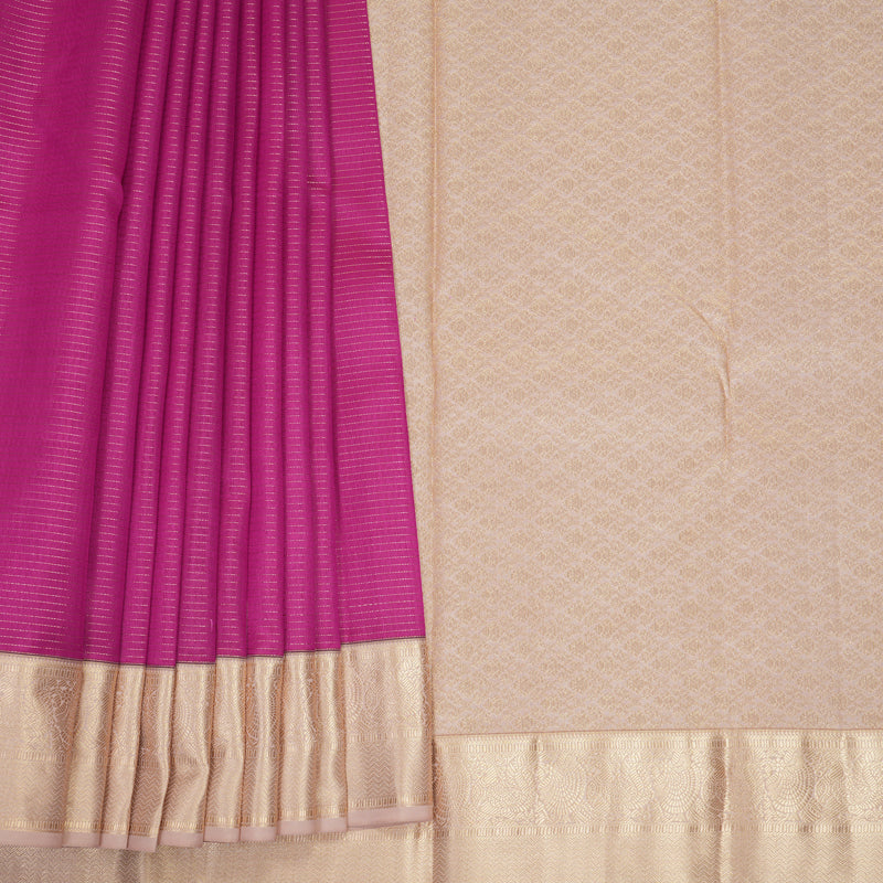Hayagrivas Handloom Purple Kanjivaram Silk Saree with Cream Border KBF423F9-16