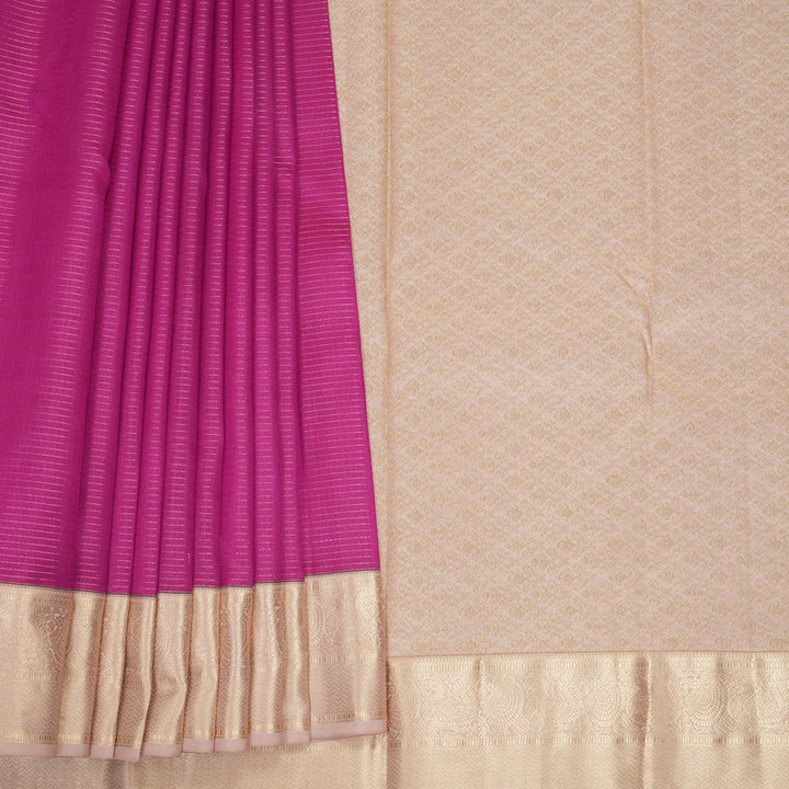 Hayagrivas Handloom Purple Kanjivaram Silk Saree with Cream Border KBF423F9-16