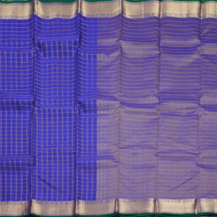 Hayagrivas Handloom Purplish-Blue Kanjivaram Silk Saree KBF423F9-5
