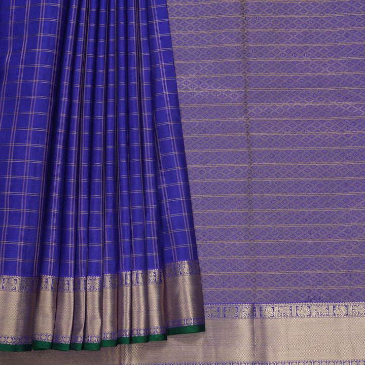 Hayagrivas Handloom Purplish-Blue Kanjivaram Silk Saree KBF423F9-5
