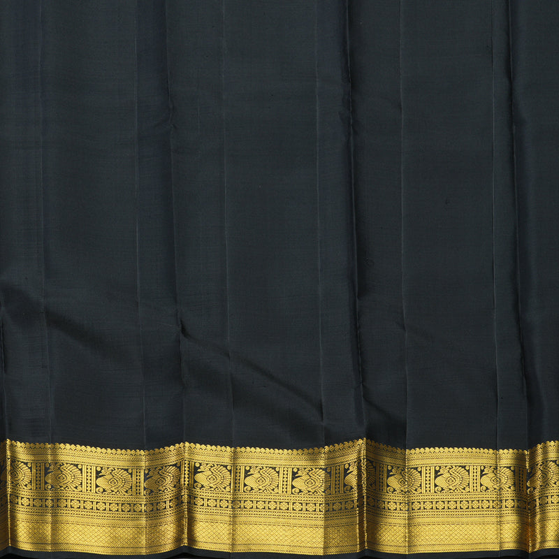 Hayagrivas Handloom Teal Green Kanjivaram Silk Saree with Black Border KBF424F1-1