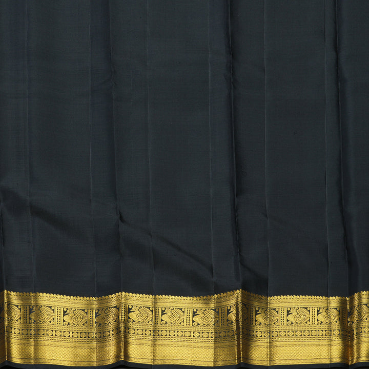Hayagrivas Handloom Teal Green Kanjivaram Silk Saree with Black Border KBF424F1-1
