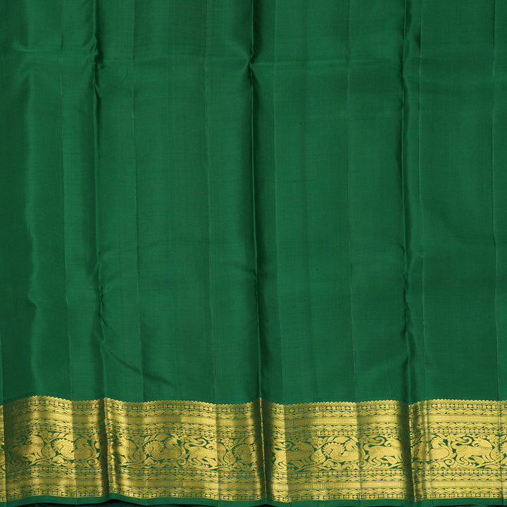 Hayagrivas Handloom Mambazham Orange Kanjivaram Silk Saree with Dark Green Border KBF424F1-2