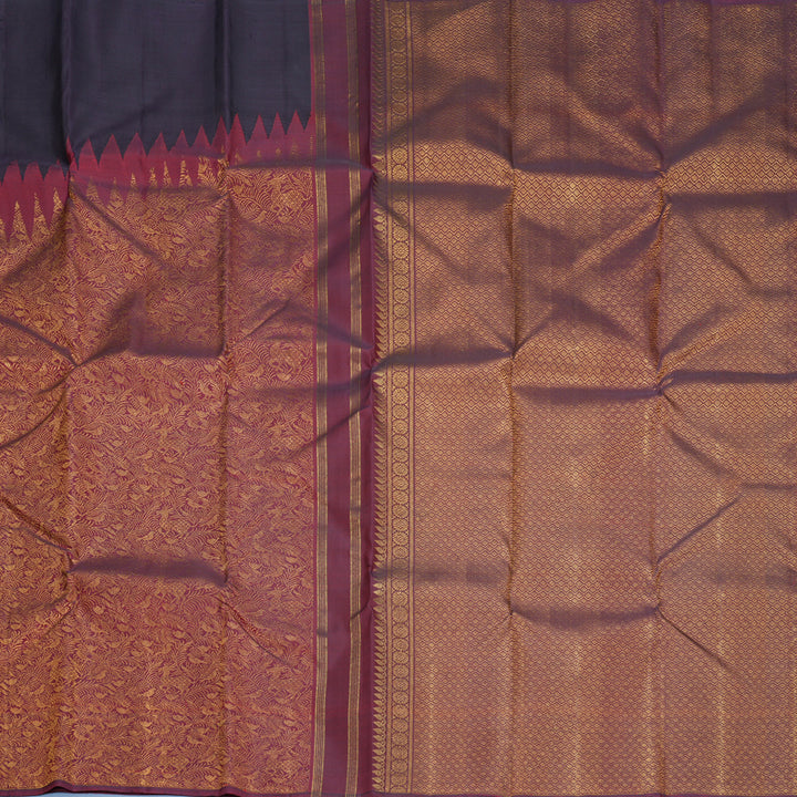 Hayagrivas Handloom Nagapazham Kanjivaram Silk Saree with Maroon Border KBF425F3-1
