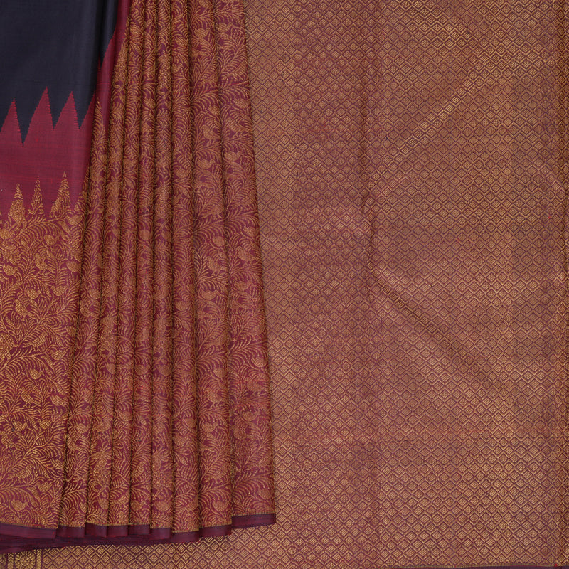 Hayagrivas Handloom Nagapazham Kanjivaram Silk Saree with Maroon Border KBF425F3-1