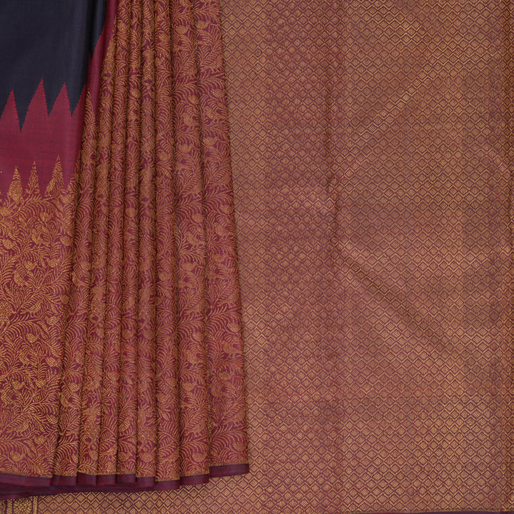 Hayagrivas Handloom Nagapazham Kanjivaram Silk Saree with Maroon Border KBF425F3-1