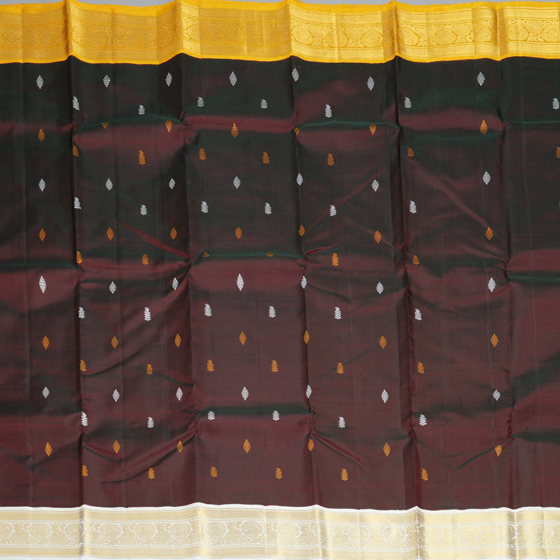 Hayagrivas Handloom Dark Maroon Kanjivaram Silk Saree with Ganga Jamuna Border KBF425F8-1
