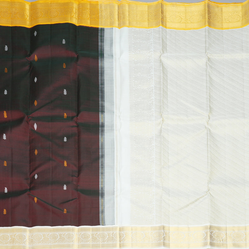 Hayagrivas Handloom Dark Maroon Kanjivaram Silk Saree with Ganga Jamuna Border KBF425F8-1